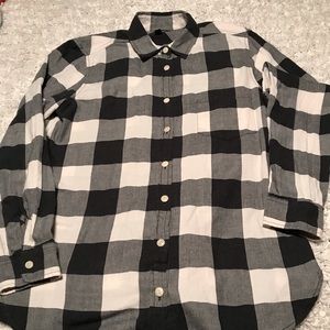 J Crew Black & White checkered flannel shirt Sz 6